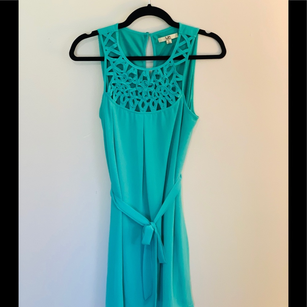 Teal cut out dress with cinched waist